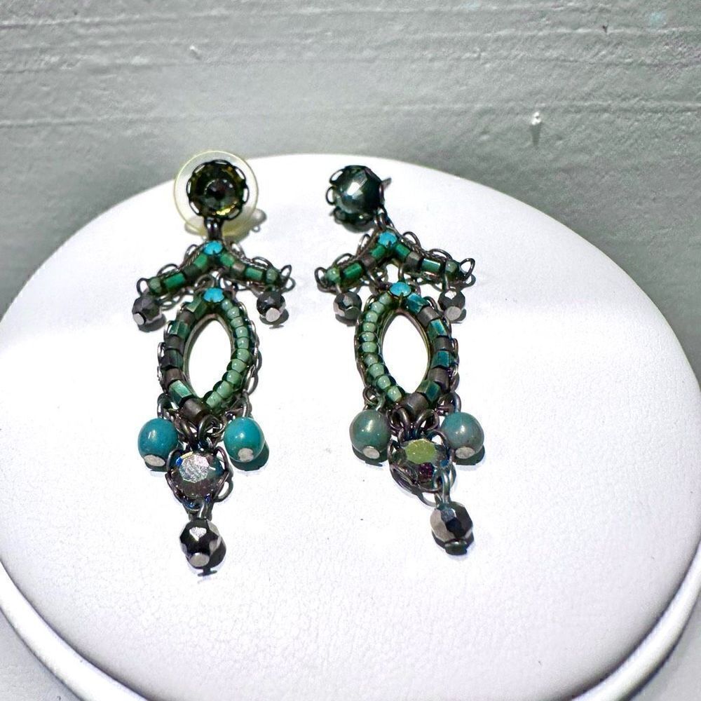 Vintage Ayala Bar Classic Collection Blue Beaded Statement Necklace & Drop Earri - Picture 3 of 4